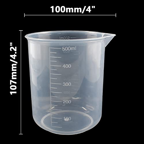 Waziaqoc 500ml/17.1oz Plastic Graduated Beaker, Transparent | 1 Pack, PP Material, Measuring Cup, For Kitchen Lab - color: 1pc, size: 500 ml