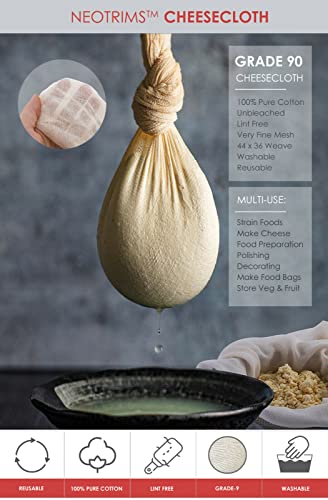 Muslin Cheese Cloth for Straining, Cheese Making,Baking. Ultra Fine Mesh Density,Extra Wide 150cms Width x 2 Meters. Reusable Sustainable 100% Cotton,Unbleached. 2mts - size: 2 meters