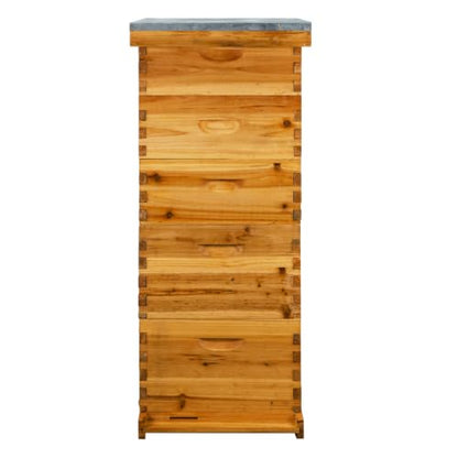 Coated Bee Hive Starter Kit, 5-Layer Langstroth Beehive & 2 Deep and 3 Medium Super Boxes, Premium 10-Frame Wood Honey Bee House with Waterproof Metal Top Cover & Queen Excluder, No Frames