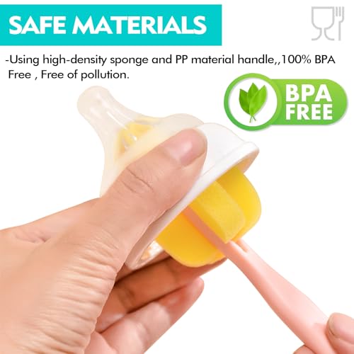 ponge Bottle Brush 6PCS Sponge Nipple Brushes Baby Bottle Nipple Cleaning Brush Long Handle Baby Milk Bottle Brush (6PCS) - color: Nipple Brush 6pcs