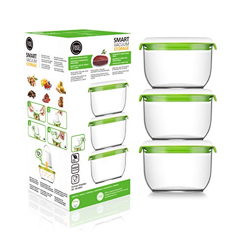FOSA Food Containers for Vacuum Seal 3 Pack - 28oz Reusable Medium Vacuum Sealer Containers - Food Vacuum Sealer Set (Vacuum Pump Not Included) - size: 28oz × 3