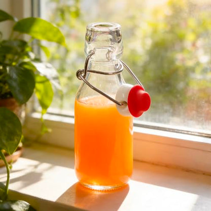 6 Pack Swing Top Bottles, 4OZ Flip Top Glass Bottle with Airtight Grolsch Closures, Reusable Glass Jars for Kombucha, Cold Brew, Homemade Vanilla