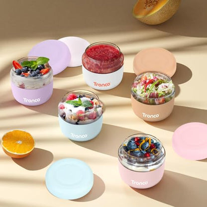 Tronco 24 oz Glass Lunch Bowl Container with Lid, Reusable Glass Food Container for Salad, Snack,Yogurt, Soup Food Storage, Meal Prep, Airtight, Leak & Spill Proof, Dishwasher Safe, BPA-Free, Set of 1 | Leak & Spill Proof Meal Prep Container & Food Storag