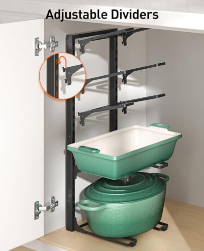 ORDORA Pots and Pans Organizer under Cabinet 23.62" Height, 10-Tier Kitchen Cabinet Organizers and Storage, Heavy Duty Pots and Pan Storage Rack Organizer inside Cabinet, Adjustable Pot Rack - style: XL-23.62"H-HeavyDuty