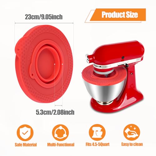 Silicone Mixers Bowl Cover Compatible with KitchenAid 4.5-5 Quart Tilt-Head Stand Mixers Bowl,with Collapsible Small Bowl(Red) - color: Red