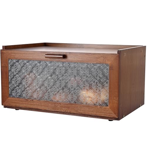 ETMI Vintage Bread Box for Kitchen Countertop - Retro Brown Bread Storage Box Breadbox - color: Brown Plus