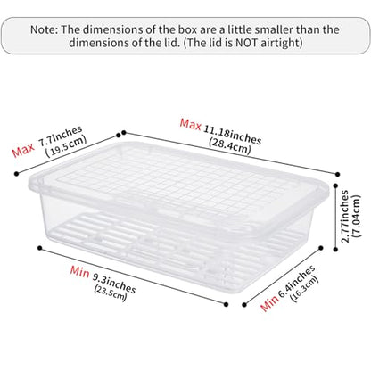 77L Food Storage Container, (3-Pack) Plastic Food Containers with Removable Drain Plate and Lid, Stackable Portable Freezer Storage Containers - Tray to Keep Fruits, Vegetables, Meat and More