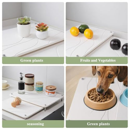 2-Pack Marble Dish Drying Mats for Kitchen Counter, Diatomaceous Earth (Diatomite) Quick-Dry Sink Countertop Pads for Dishes & Utensils, Non-Slip, Easy to Clean,White - color: White