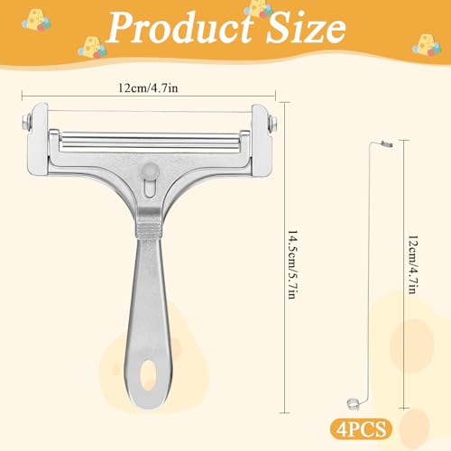 1 Set Cheese Cutter, Stainless Steel Wire Cheese Slicer With 4 Extra Wires, Adjustable Thickness Iron Handheld Cheeses Slicer, Handheld Cheeses Block Cutters for Block Butter Cutter Tools