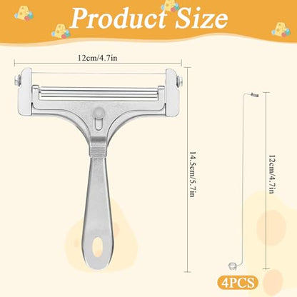 1 Set Cheese Cutter, Stainless Steel Wire Cheese Slicer With 4 Extra Wires, Adjustable Thickness Iron Handheld Cheeses Slicer, Handheld Cheeses Block Cutters for Block Butter Cutter Tools