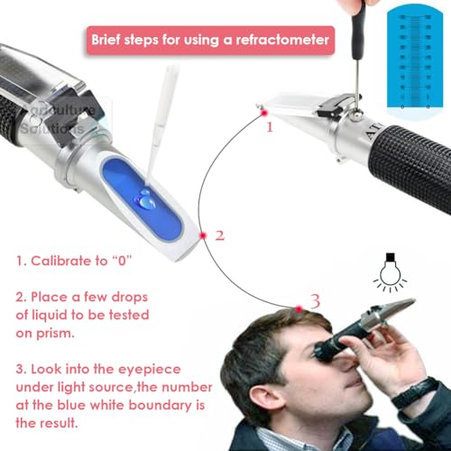 Agriculture Solutions Alcohol Refractometer for Spirit Alcohol Volume Percent Measurement with Automatic Temperature Compensation (ATC), Range 0-80% v/v.