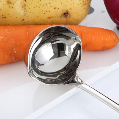 Hemoton Stainless Steel Double Spout Ladle with Long Handle for Controlled Pouring Soup and Canning Kitchen Utensil