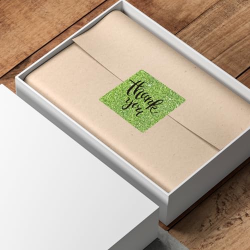 Square Holographic Thermal Labels Stickers, 2" x 2" Thermal Stickers Labels, Waterproof Glitter Direct Thermal Printer Label for Small Business- Holographic Green - color: Glitter Green, size: 2 X 2