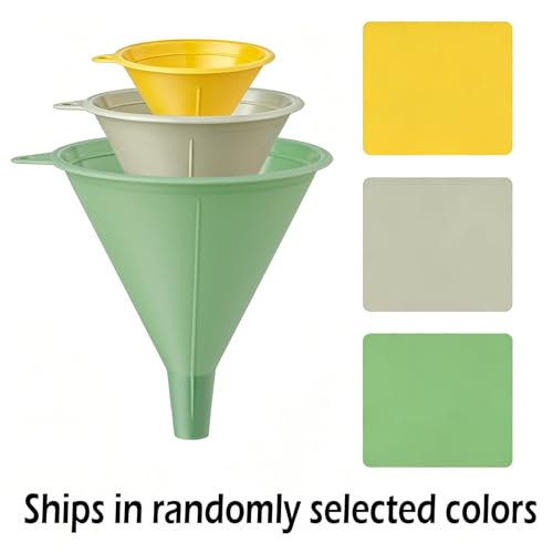 New Talent 3 Piece Plastic Funnel Set (Pastel Color) - Kitchen Funnels Pouring Spout - for Filling Bottles Water Liquid, Protein Powder, Food Grade Cooking, Drink, Paint, Lotion, Kids