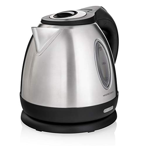 Moss & Stone Stainless Steel Electric Kettle, 1.2L Cordless 1500W | Small, portable hot water tea kettle, fast boiling pot, boil-dry protection, auto shut-off - color: Stainless Steel 1.2L
