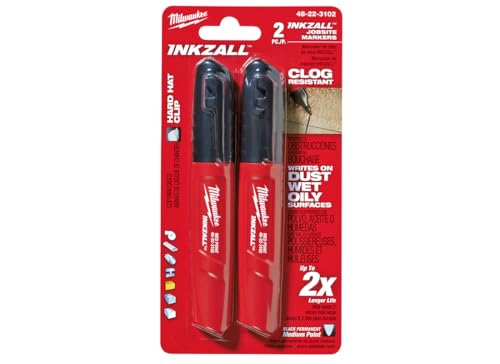 Milwaukee 48-22-3102 Inkzall Point Marker, Medium, Black, 2-Pack