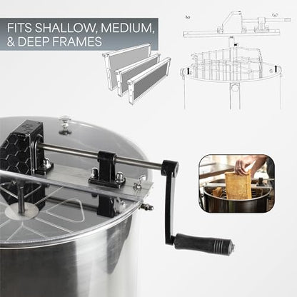VIVO BEE-V003D Honey Extractor, 3 Frame | Food Grade Stainless Steel, Manual Crank, Honeycomb Drum Spinner, Transparent Lid - size: 3 Frame Rack, style: Manual