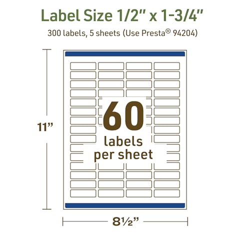 Avery Dissolvable Rectangle Labels, Sure Feed Technology, 0.5" x 1.75", Matte White, Print-to-The-Edge, Laser/Inkjet Printable, 300 Labels Total - style: 300 labels