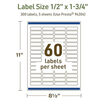 Avery Dissolvable Rectangle Labels, Sure Feed Technology, 0.5" x 1.75", Matte White, Print-to-The-Edge, Laser/Inkjet Printable, 300 Labels Total - style: 300 labels