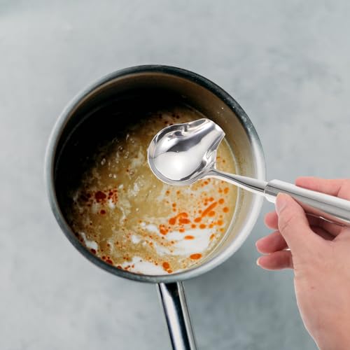Tofficu 2Pcs Stainless Steel Duckbill Soup Spoon 11.81In Long Handle Sauce Spoon with Spout Ladle for Gravy Oil Drizzling Serving Kitchen and Dining Use