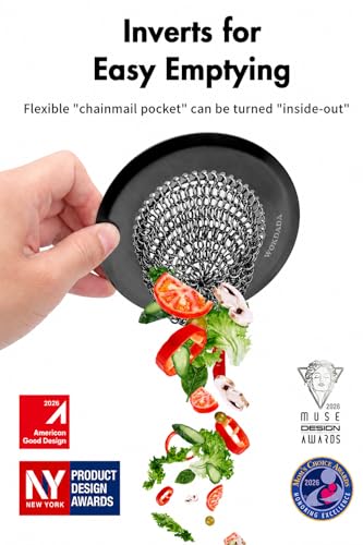 Sink Drain Strainer, Reversible Mesh Sink Strainer with 304 Stainless Steel, Wokdada Revolutionary Anti-Rust Kitchen Sink Drain Strainer for Garbage Disposal Food Catcher (Black) - color: Dark Strainer