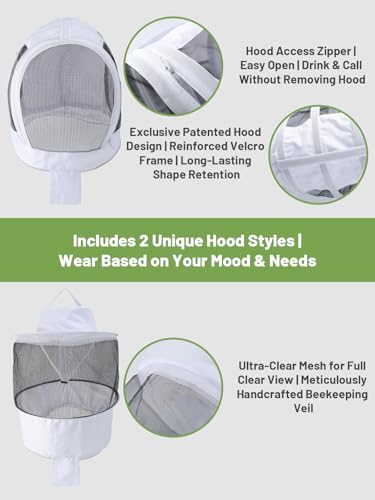 ANDES Pro Bee & Wasp Suit, Sting Proof, 2 Ventilated Veils & Gloves,XXL | Ideal for Beginner &Professional Beekeepers, Full Body Protection, Heavy Duty Fabric for Backyard & Apiary - size: XXL for 6'3" – 6'5"