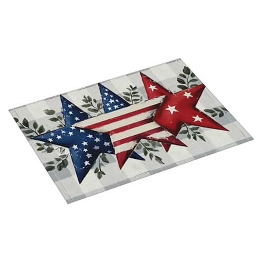 American Flag Stars Microfiber Dish Drying Mat 18x24 Inch - Absorbent Non-Slip & Quick Dry Kitchen Counter Dish Drainer Pad, Rustic Farmhouse Style - color: American Flag Stars1