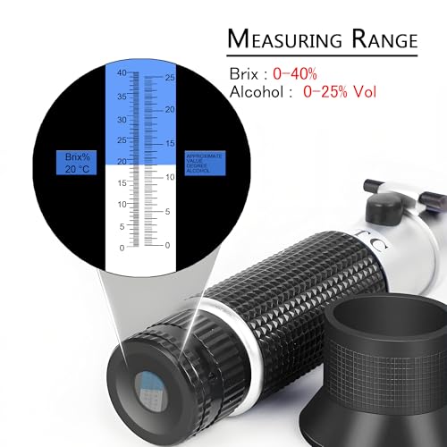 Wine Refractometer,V-Resourcing Hand Held Brix/Alcohol Refractometer with ATC for Wine Making Homebrew Kit, Dual Scale(Brix 0-40%, Alcohol 0-25%) - color: Wine Refractometer (Brix & Alcohol)