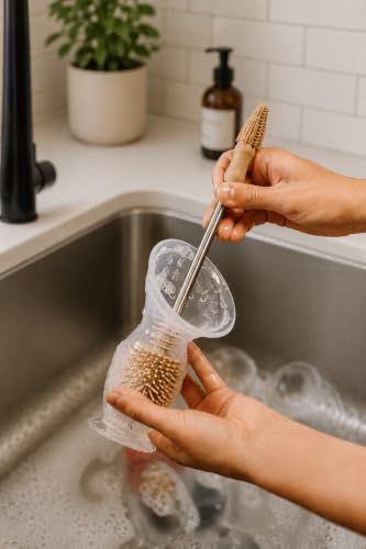 Haakaa Silicone Cleaning Brush Kit – Household Cleaning Brushes for Bottles and Crevices – Food-Grade Silicone: Dishwasher Safe (Brush-Champagne) - color: Brush-champagne
