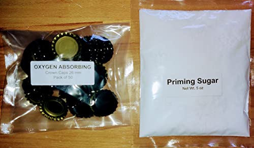 Priming Sugar 5 oz. and 50 Black Oxygen Absorbing Bottle Caps