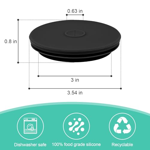 Wide Mouth Mason Jar Fermentation Lids – Silicone Fermenting Caps with Waterless Airlock, Self-Burping Fermenter Tops for Pickles, Kimchi, and Probiotic Foods, 3 Pack Black (Jars Not Included) - color: Black
