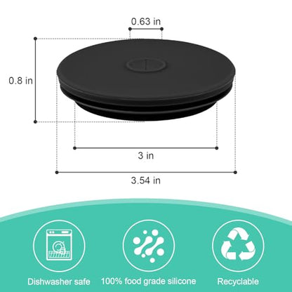 Wide Mouth Mason Jar Fermentation Lids – Silicone Fermenting Caps with Waterless Airlock, Self-Burping Fermenter Tops for Pickles, Kimchi, and Probiotic Foods, 3 Pack Black (Jars Not Included) - color: Black