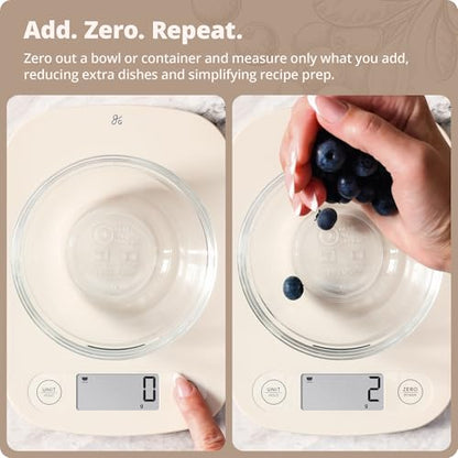 Greater Goods Food Scale – Digital Kitchen Scale, 1g Precision, Easy-Tare & Quick Conversion, Slim Compact Design, Durable & Portable | Ideal for Cooking, Baking & Meal Prep (Birch White) - color: Birch White