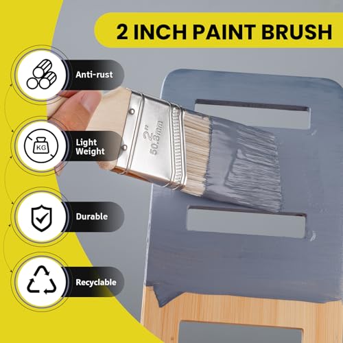 Mister Rui 3-Pack 2 Inch Angled Paint Brushes, Short Handle Professional Sash Brushes for Trim, Cabinets & Furniture, Smooth Finish for Oil & Latex Paint - size: 3PCS, 2" Short