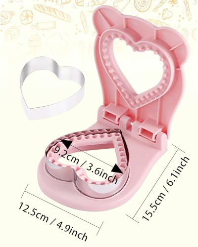 CHICHAUS Uncrustable Sandwich Maker,Sandwiches Pocket Circle Shape 3.7Inch Sandwich Cutter and Sealer,Sandwich Cutter for Kids Breakfast and lunchboxes (Heart Pink) - color: Heart Pink