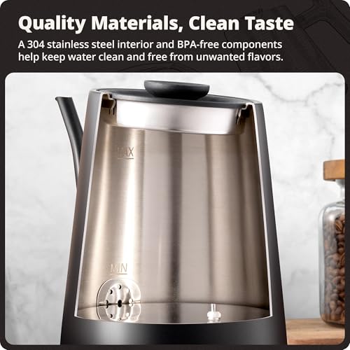 Greater Goods Electric Gooseneck Kettle, 1200W Stainless Steel with Precision Temperature Control, Fast Boil, BPA-Free, Ideal for Pour Over Coffee and Tea, 0.8L (Onyx Black) - color: Onyx Black