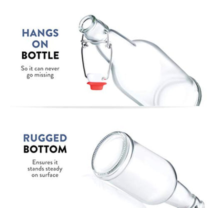 Swing Top Glass Bottles with Airtight Lids, Flip Top, for Carbonated Drinks, Kombucha Bottles, 2nd Fermentation, Water - 16 Ounces - 6 Pack
