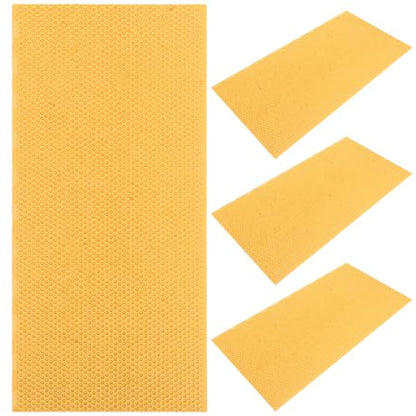 4pcs Beeswax Coated Foundation Sheets for Beehive, Waxed Plastic Comb Nest Foundation for Frame Beekeeping Tools, 16.7x8.4in, Yellow