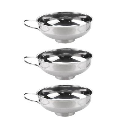 3PCS Stainless Steel Canning Funnel, 5.8in Large Funnel Wide Mouth with 2.2in Spout, Versatile Kitchen Funnels for Filling Bottles, Fits Oil, Jam, Honey & Flour, Canning Accessories