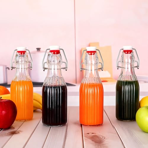 9 Pack Swing Top Glass Bottles 8oz Flip Top Glass Bottles with Airtight Lids for Home Brewing,2nd Fermentation,Kombucha,Kefir,Vanilla Extract,Juice,Tea,Beverages,Soda,Oil,Vinegar,Limoncello,Beer