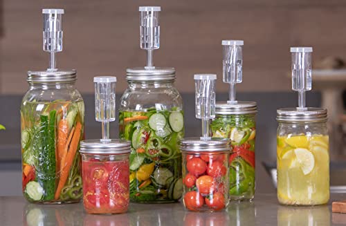 JILLMO 4 Pack Fermentation Kit for Wide Mouth Mason Jars, Stainless Steel Fermentation Lids with Glass Weights and Airlocks, Easy Fermenting Set for Pickling, Canning and Sauce (No Jars)