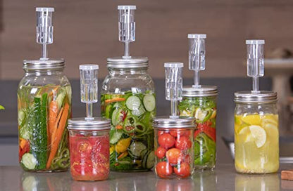 JILLMO 4 Pack Fermentation Kit for Wide Mouth Mason Jars, Stainless Steel Fermentation Lids with Glass Weights and Airlocks, Easy Fermenting Set for Pickling, Canning and Sauce (No Jars)