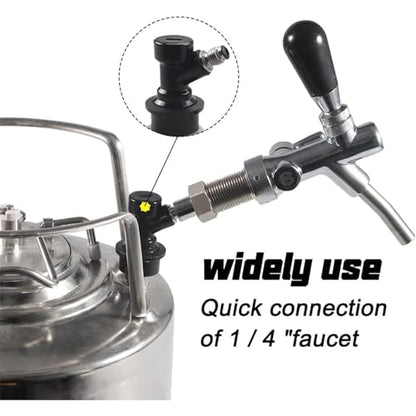 PERA Ball Lock Disconnect Set Keg Fittings with MFL Thread Swivel Nuts,Corny Keg Parts Connectors Fittings with Stainless Steel 5/16'' Gas and 1/4'' Liquid Barbs with clamps for Homebrew (4 pairs)