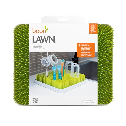 Boon Lawn Countertop Baby Bottle Drying Rack with Antimicrobial Tray - Spring Green - Bottle Rack and Organizer - Baby Feeding Essentials - 13.5 x 11 x 2.5 - 1 Count - color: Green, size: 2 Count (Pack of 1)