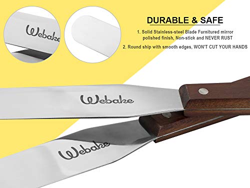 Webake Cake Spatula Straight Icing Spatula Set of 2, 14 Inches Frosting Spreader with Wooden Handle, Professional Stainless Steel Cake Decorating Spatula Jar Spatulas of Pastry - size: 14 Inch