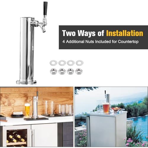 Beer Tower Single Tap Draft Beer Tower, Stainless Steel Keg Tower, 3" Tap Tower dispenser with Pre-Assembled Tubing and Self-Closing Spring, Single Kegerator Tower Dispenser for Party Bar - size: Single Tap Beer Tower