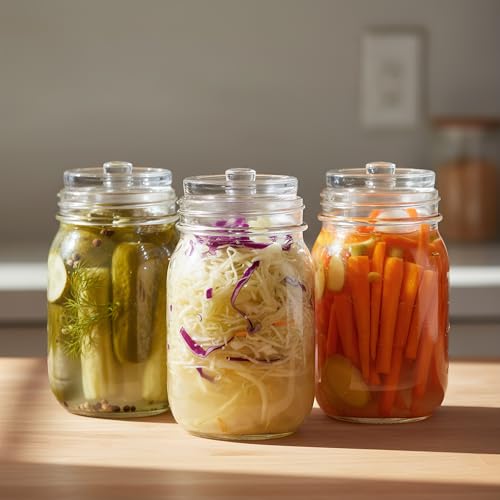 TOPZEA 9 Pack Fermentation Glass Weight with Easy Grip Handle, for Wide Mouth Mason Jars, Heavy Fermenting Lids, Pickling Canning Supplies Kit, Dishwasher Safe