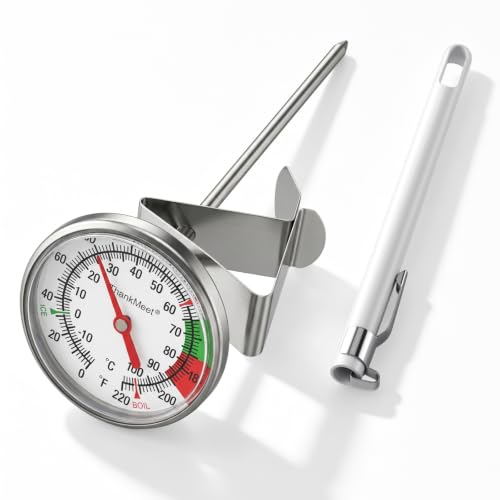 Instant Read Large Dial Thermometer, Premium Stainless Steel Coffee Milk Foam Thermometer with Clip, Ideal for Espresso, Hot Chocolate, Latte & Beverage Temperature Control - size: Milk Frothing Thermometer-9''