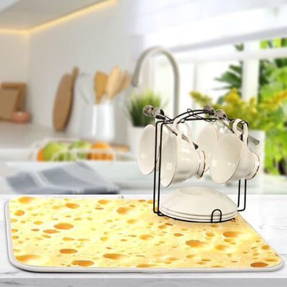 Yellow Cheese Texture Dish mat Counter mats for Kitchen 18 x 24 tapete para cocina