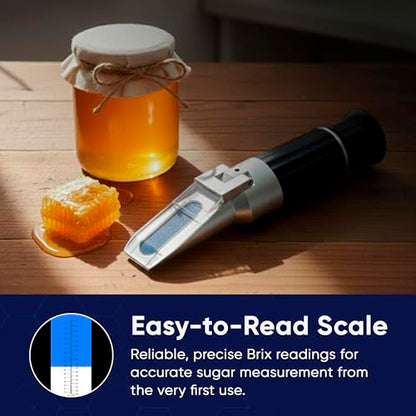 28–62% Brix Handheld Analog Refractometer, Durable All Metal High Brix Meter for Honey, Thick Syrups, Concentrates and High Sugar Solution Measurement